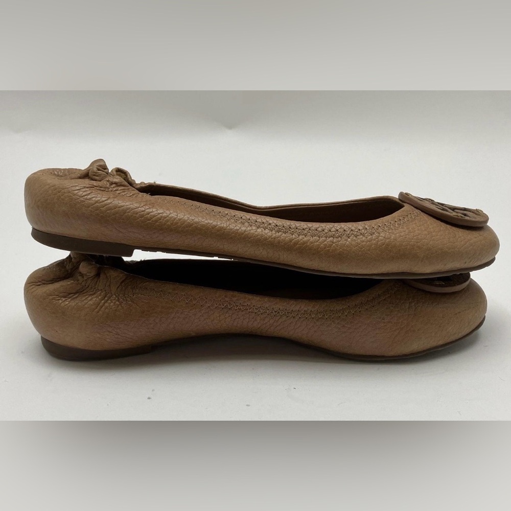 Tory Burch Tan Leather Logo Ballet Flats - Picture 5 of 8